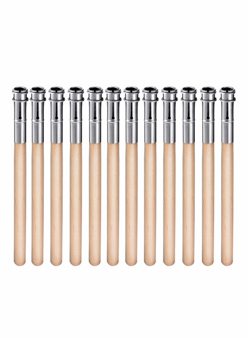 SOLARAE موسعات أقلام خشبية موسع أقلام فنية تمديد أقلام شمعية مع مقبض ألمنيوم لوازم المدرسة والمكتب 12 قطعة - Image 1