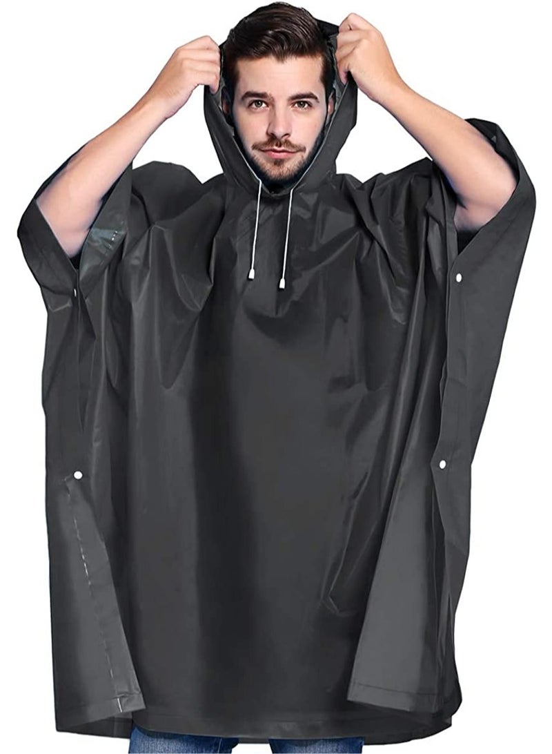 SYOSI Reusable Adult Rain Ponchos 2 count (Pack of 1) for Women and Men with Drawstring Hood - Image 2