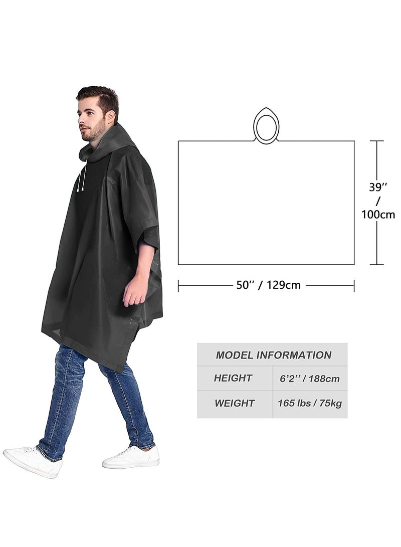 SYOSI Reusable Adult Rain Ponchos 2 count (Pack of 1) for Women and Men with Drawstring Hood - Image 3