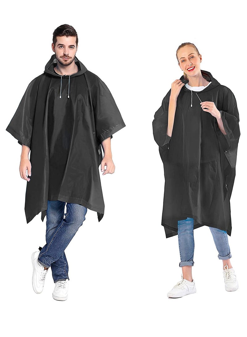SYOSI Reusable Adult Rain Ponchos 2 count (Pack of 1) for Women and Men with Drawstring Hood - Image 1