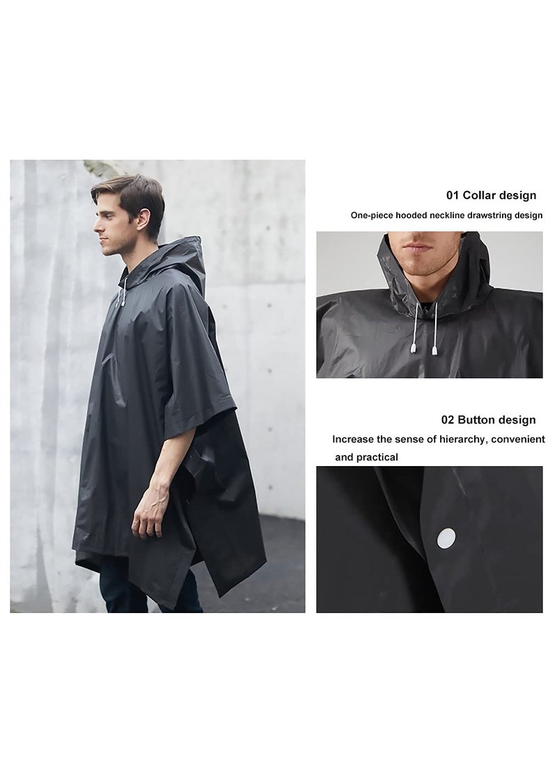 SYOSI Reusable Adult Rain Ponchos 2 count (Pack of 1) for Women and Men with Drawstring Hood - Image 5