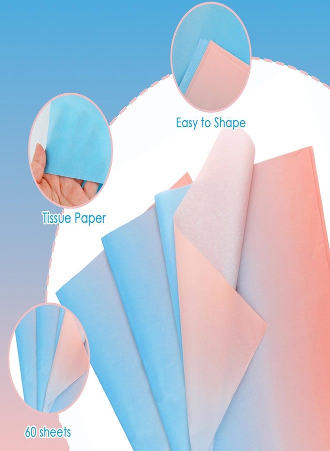Ethanberg 60 Sheets Gift Wrapping Tissue Paper Bulk, Pink Blue Gradient Tissue Paper for Gift Bags, Decorative Art Papers for DIY Crafts Wedding Birthday Baby Showers Holiday Party Decor, 20x14 Inches - Image 3
