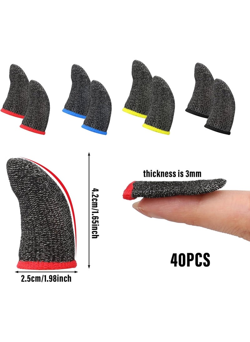 40 Pcs Finger Sleeves, Gaming Finger Sleeve for Gaming Thumb Sleeves Gaming Finger Protector Thumb Sleeve Anti Sweat Breathable Touchscreen Finger Cover for Phone Game (4 Colors) - Image 2