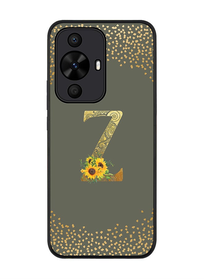 Stylizedd Rugged Black edge case for Huawei nova 12s / Huawei nova 11/ Huawei nova 12 Lite 4G,Custom Monogram Initial Letter Floral Alphabet - Z (Olive Green) - Image 1