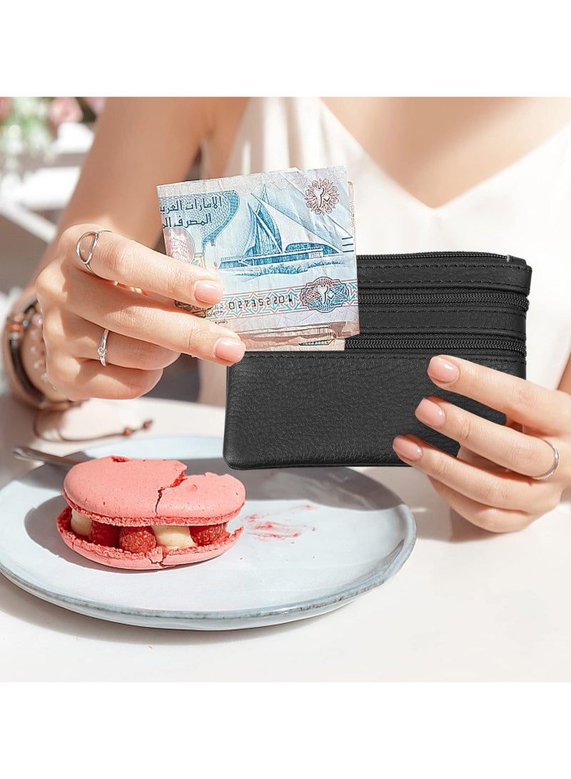 عام محفظة صغيرة لتغيير النقود، مصنوعة من الجلد، مع سحاب وحلقة مفاتيح، لحفظ النقود وبطاقات الائتمان للرجال والنساء. - Image 3