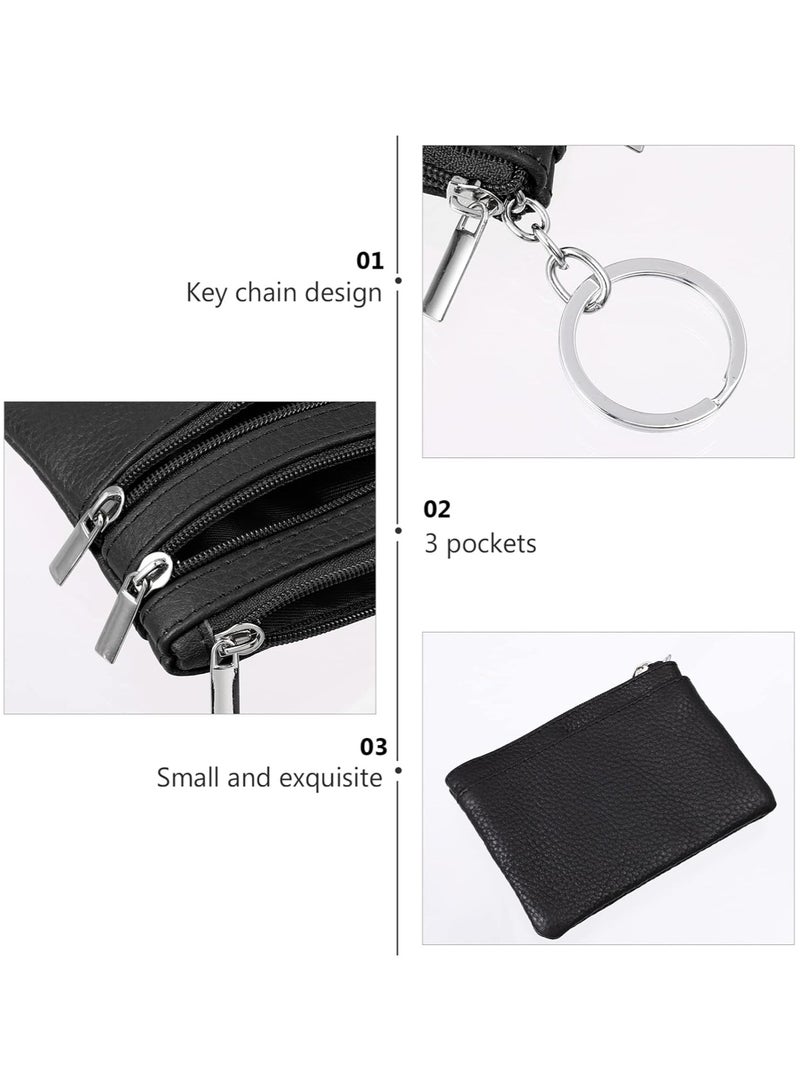 عام محفظة صغيرة لتغيير النقود، مصنوعة من الجلد، مع سحاب وحلقة مفاتيح، لحفظ النقود وبطاقات الائتمان للرجال والنساء. - Image 5