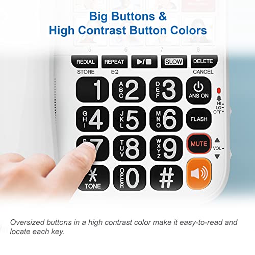 VTECH SN1127 Amplified Corded Answering System. 8 Photo Speed Dial, 90dB Ringer Volume, Big High-Contrast buttons, Audio Booster(+40db), Visual Ringer. Perfect for Seniors, Visually & Hearing Impaired - Image 3