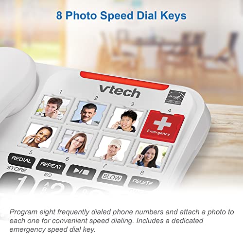 VTECH SN1127 Amplified Corded Answering System. 8 Photo Speed Dial, 90dB Ringer Volume, Big High-Contrast buttons, Audio Booster(+40db), Visual Ringer. Perfect for Seniors, Visually & Hearing Impaired - Image 2