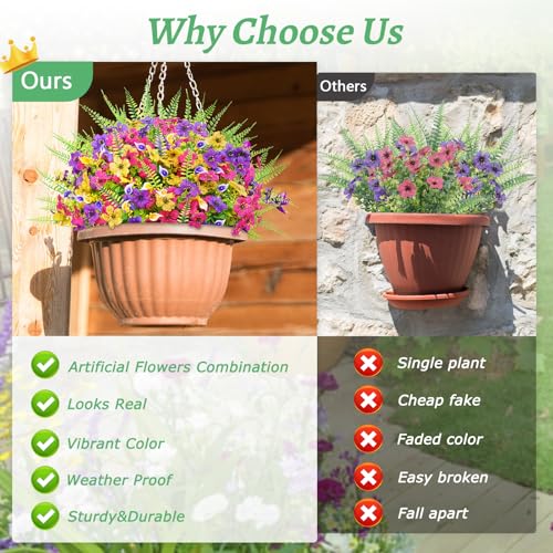 BLEUM CADE Artificial Flowers for Outdoors, 14 Bundles Faux Plants Outdoor Artificial Flowers for Decoration, UV Resistant Fake Flowers Artificial Plants & Flowers for Outdoors Garden Decor - Image 5