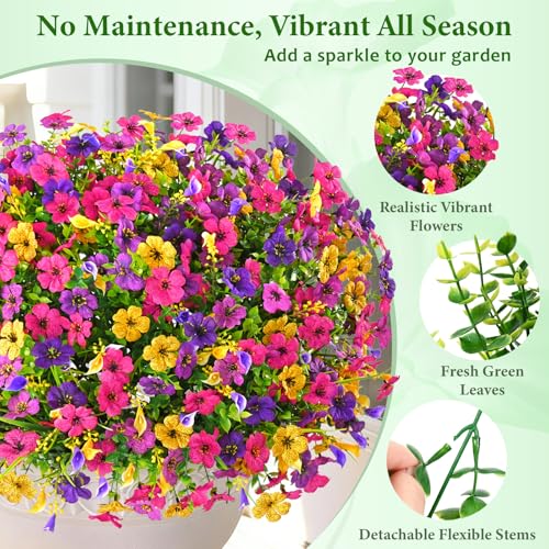 BLEUM CADE Artificial Flowers for Outdoors, 14 Bundles Faux Plants Outdoor Artificial Flowers for Decoration, UV Resistant Fake Flowers Artificial Plants & Flowers for Outdoors Garden Decor - Image 2
