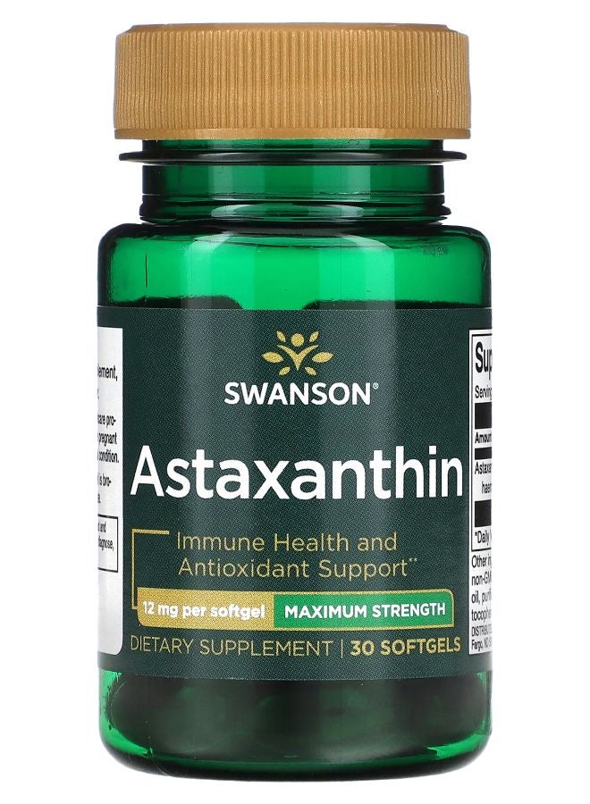 Astaxanthin Maximum Strength 12 mg 30 Softgels