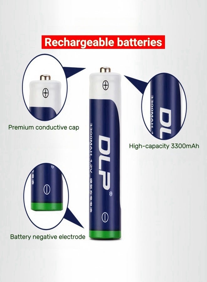 DLP Rechargeable Battery Set with 4 AA Batteries (3300mAh)  - Image 2