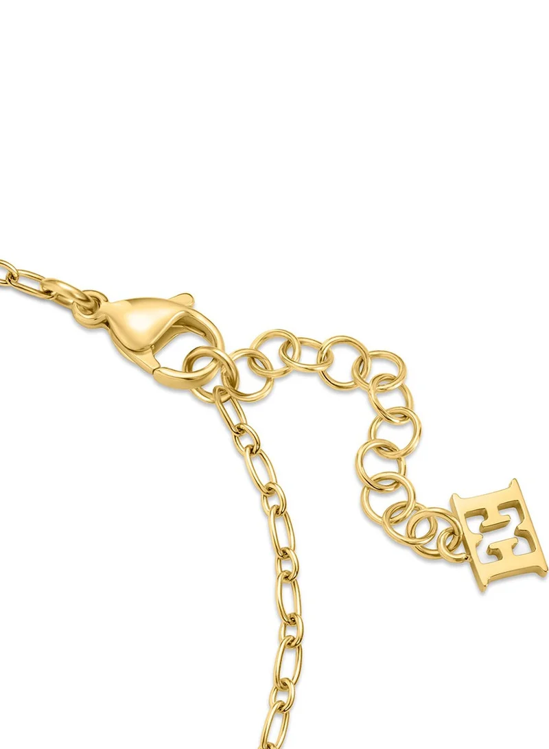 ESCADA Linda White Mother of Pearl Charm Bracelet with Signature Logo and Miniature Charms