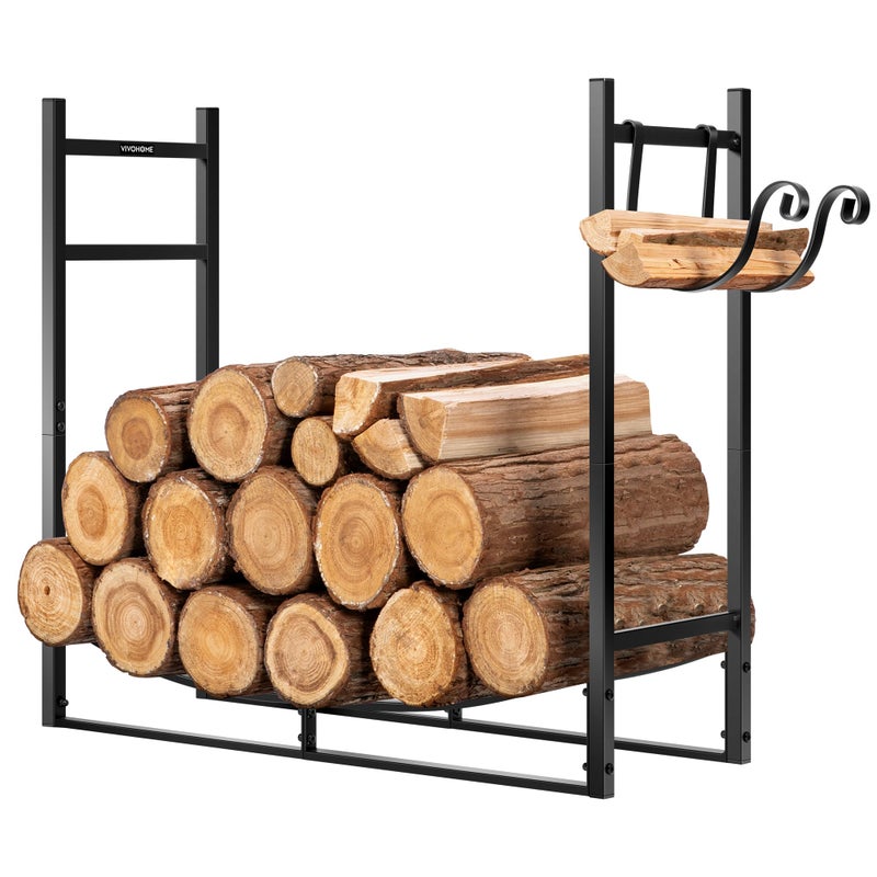 VIVOHOME VIVOHOME 3ft Heavy Duty Indoor Outdoor Firewood Storage Log Rack with Kindling Holder 