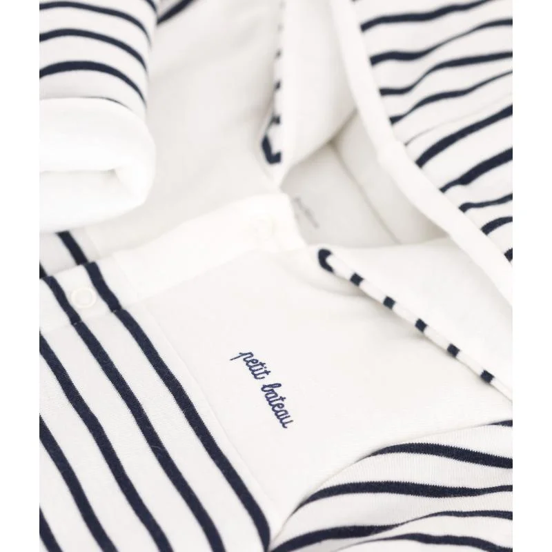 بيتي باتو بدلة أطفال مبطنة مخططة مع غطاء رأس وأقدام