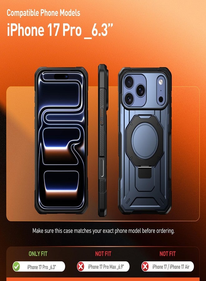 Poetic Spartan Case with Ring Stand for iPhone 17 Pro, [Camera Control Button][Magsafe Compatible], Full Body Rugged ShockProof Protective Cover Case, Midnight Blue - Image 2