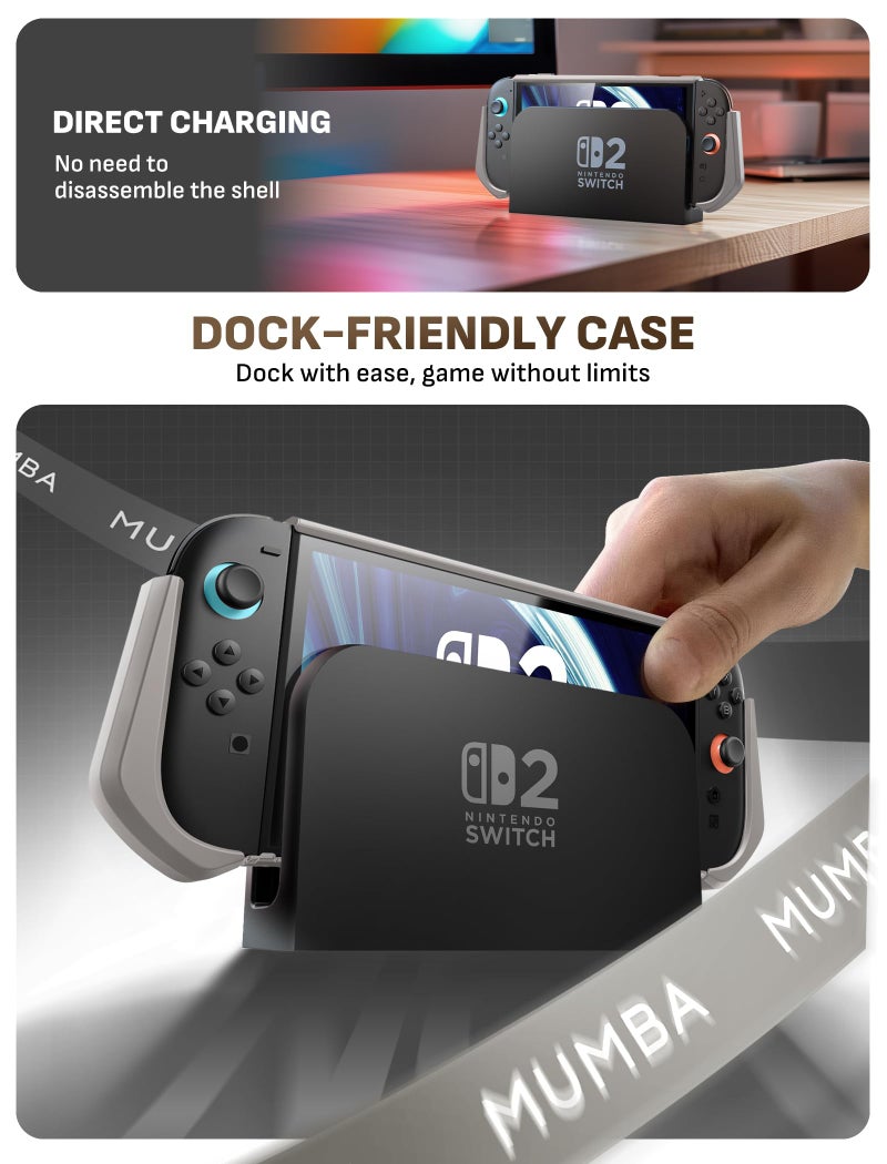 Mumba Dockable Case for Nintendo Switch 2 [2025 Blade Series] TPU Switch 2 Grip Protective Cover, Ergonomic Accessories for Console with Quick-Release Design for Switch 2 Joy Con Controllers (Gamer) - Image 2