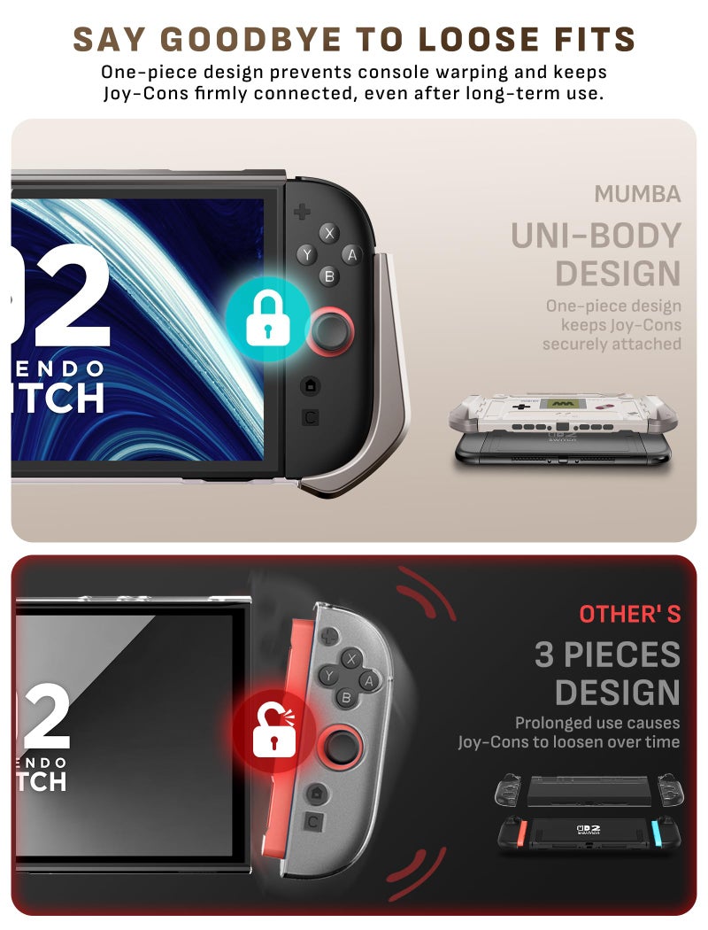 Mumba Dockable Case for Nintendo Switch 2 [2025 Blade Series] TPU Switch 2 Grip Protective Cover, Ergonomic Accessories for Console with Quick-Release Design for Switch 2 Joy Con Controllers (Gamer) - Image 4