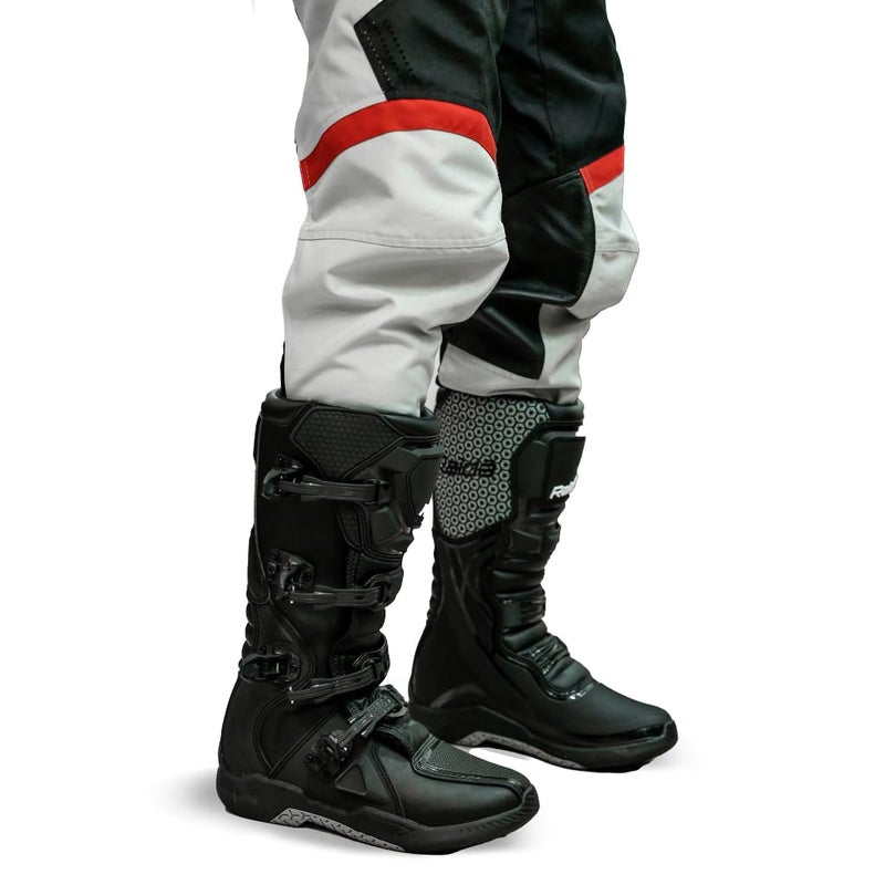 Raida Unisex Trailcraft Off-Road Mid Rise Pants | Mx & Trail Ride | Lightweight | Abrasion-Resitant Fabric | Heat Sheild Panel | (XXL, Grey/Red, Regular) - Image 4