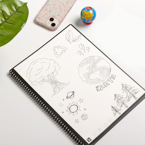 Rocketbook Core Reusable Spiral Notebook Executive Size 15 cm x 224 cm Black Dotted Pages AppConnected Erasable Durable Cover Ideal for School Work and Creative Projects - Image 3