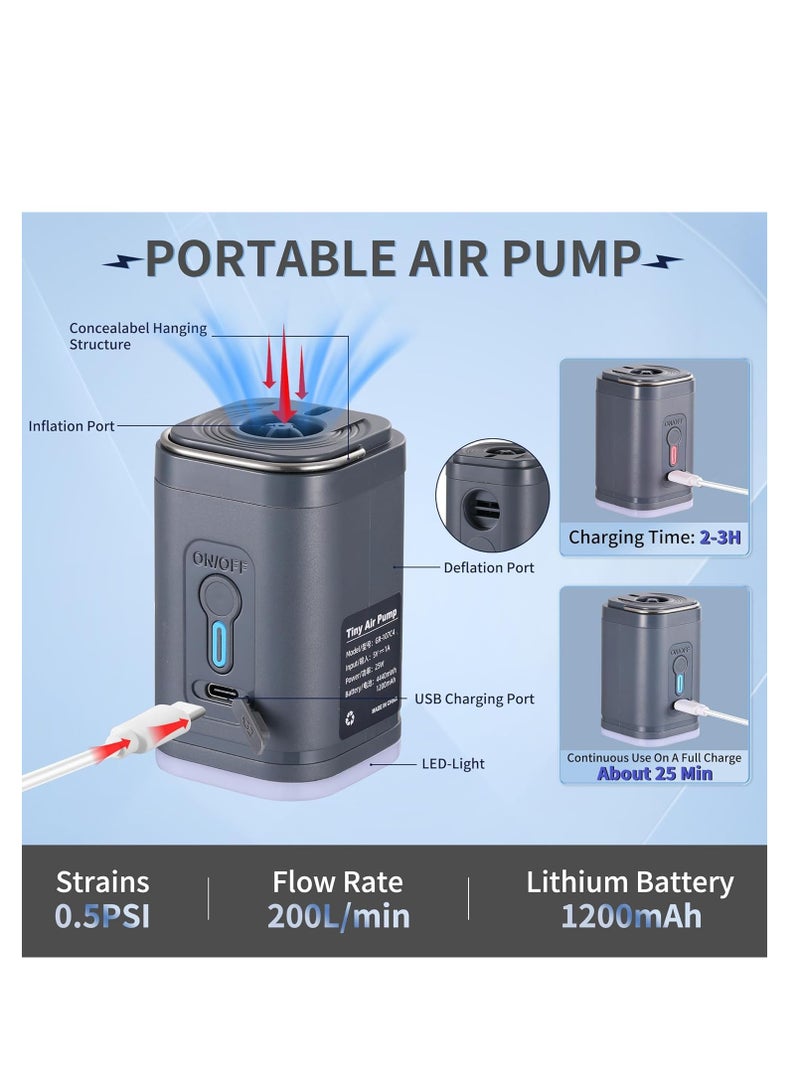 X TORBO | Portable Electric Air Pump: 5 Nozzles, 3 Camping Lights, Mini Vacuum Pump - Image 2