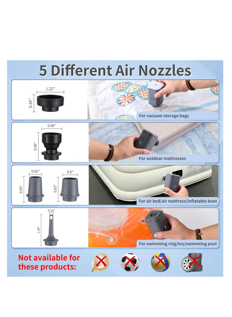 X TORBO | Portable Electric Air Pump: 5 Nozzles, 3 Camping Lights, Mini Vacuum Pump - Image 4