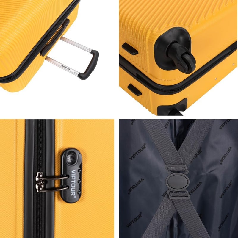 VIPTOUR 4-Piece Set Strong ABS Material 4 Spinner Wheels Number lock Luggage Set with 20/24/28/32 Inch, VT-A390 B, Old Gold, large, 4-Piece Set, Strong ABS Material, 4 Spinner Wheels - Image 5