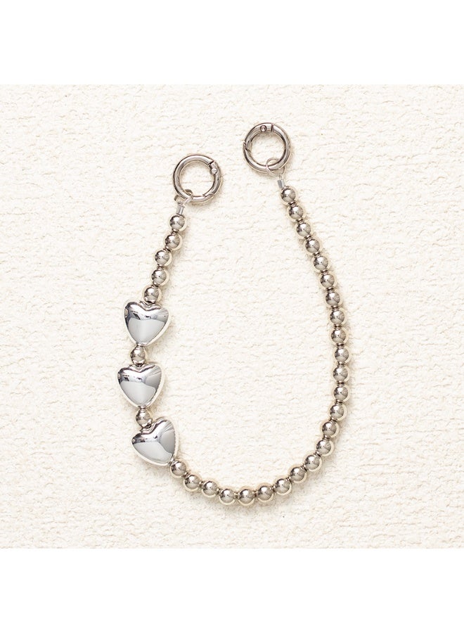 NIBEMINENT Beaded Phone Lanyard, Anti Lost Removable Wrist Strap, Love Bracelet Pendant, Phone Keychain Lanyard