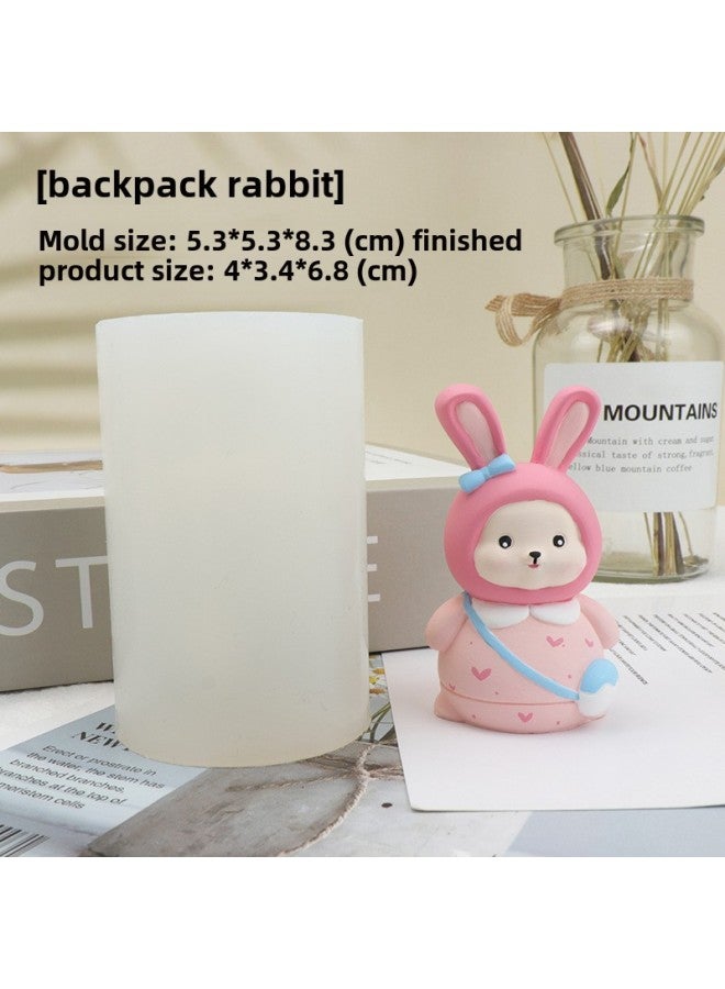 Korean-style Leather Rabbit Dinosaur Biscuit Lop Rabbit Bear Sofa Panda Aromatherapy Plaster Silicone Mold-Color:7-ear Backpack Rabbit  - Image 1