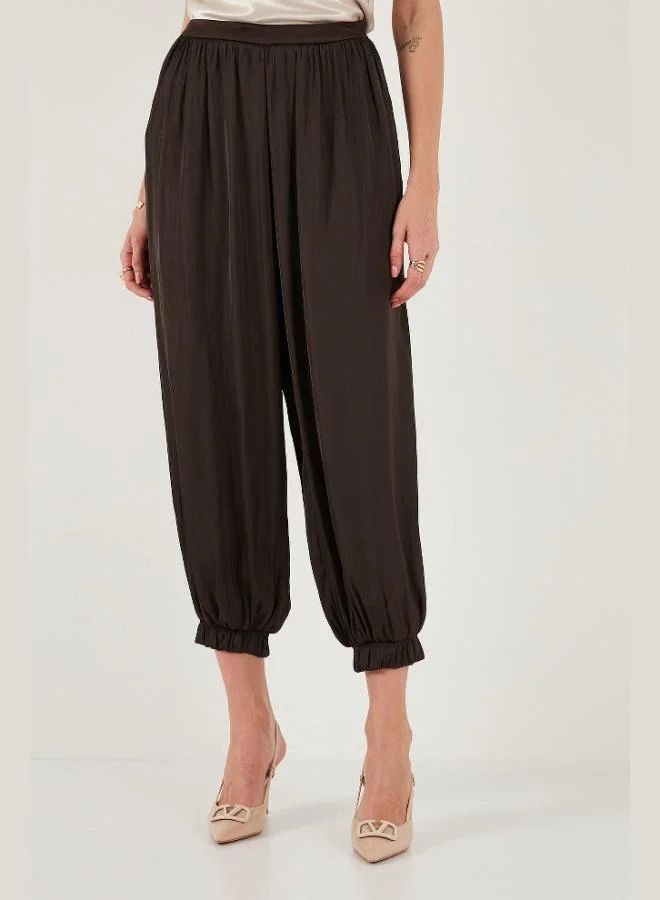 ليلا بنطلون نسائي ليلا بخصر عالٍ ومرن من الساتان