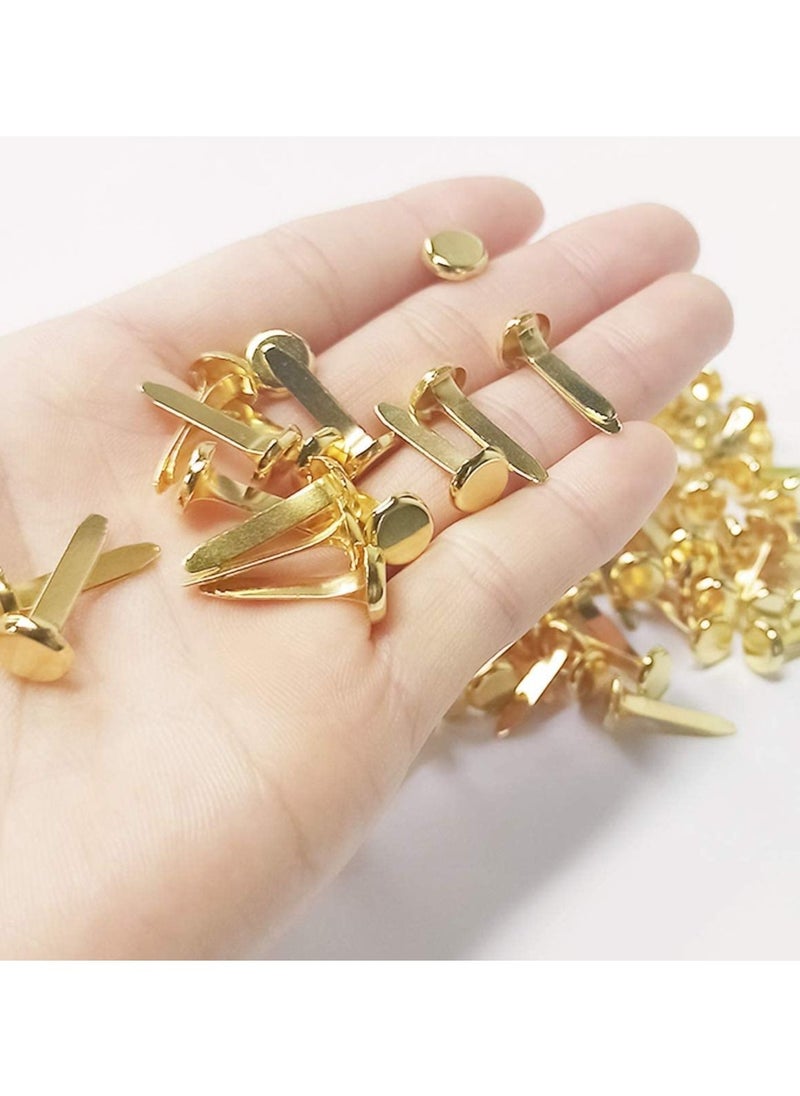 SYOSI - 100 Pcs Brass Paper Fasteners 8x17mm Plated Mini Brads for Scrapbooking Crafts DIY Projects - Image 1