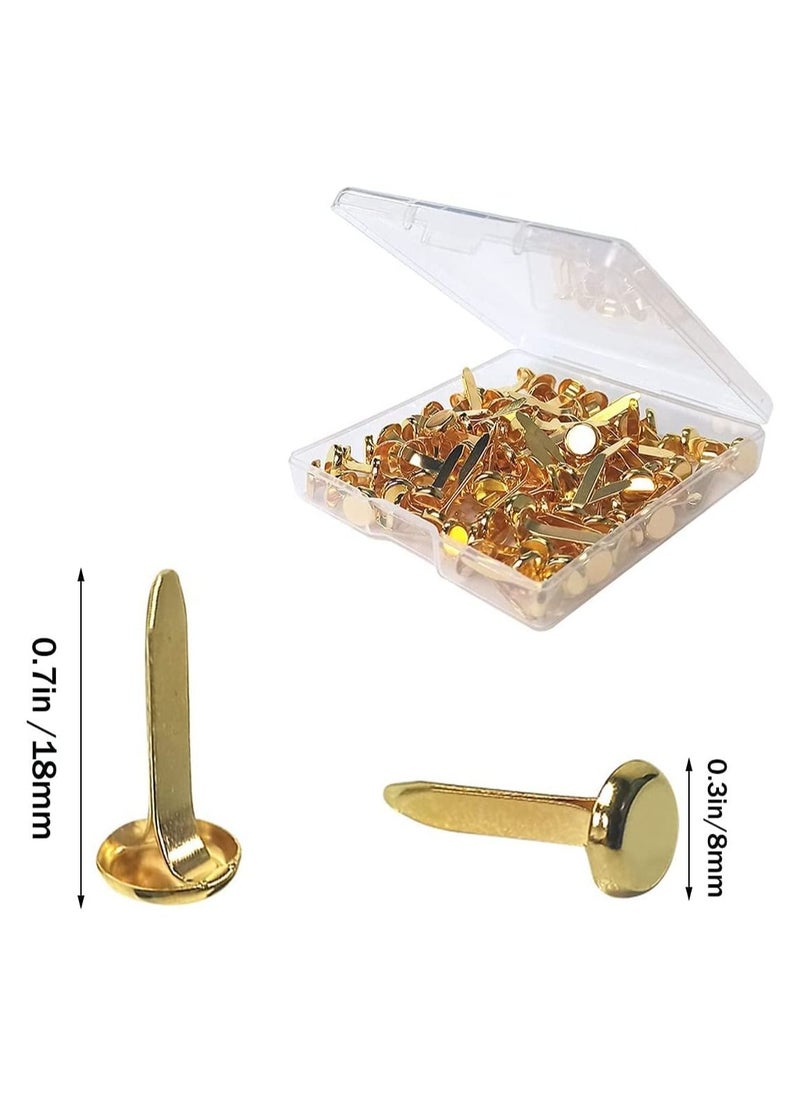 SYOSI - 100 Pcs Brass Paper Fasteners 8x17mm Plated Mini Brads for Scrapbooking Crafts DIY Projects - Image 1