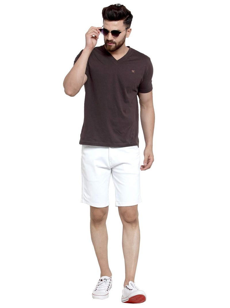Ben Martin Men's Regular Fit Stretchable White Denim Shorts Size 32 - Image 5