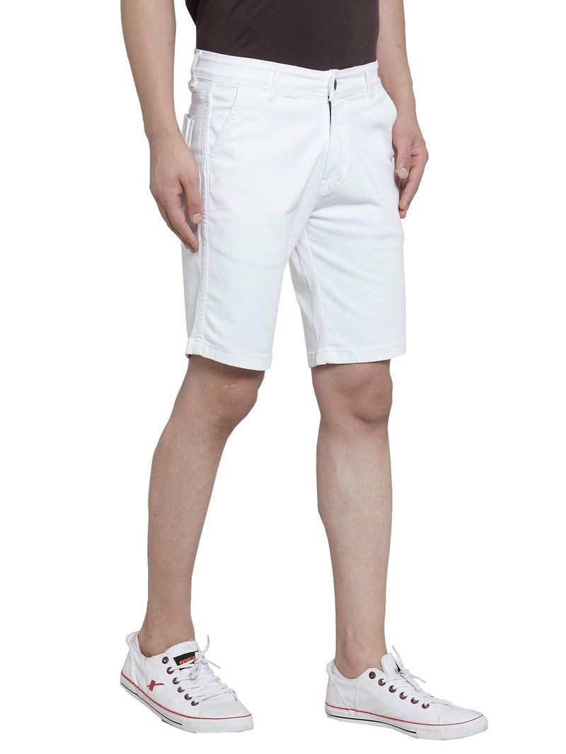 Ben Martin Men's Regular Fit Stretchable White Denim Shorts Size 32 - Image 1