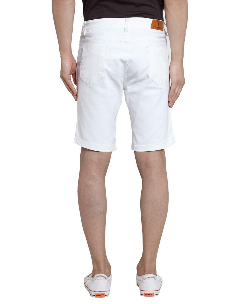 Ben Martin Men's Regular Fit Stretchable White Denim Shorts Size 32 - Image 4