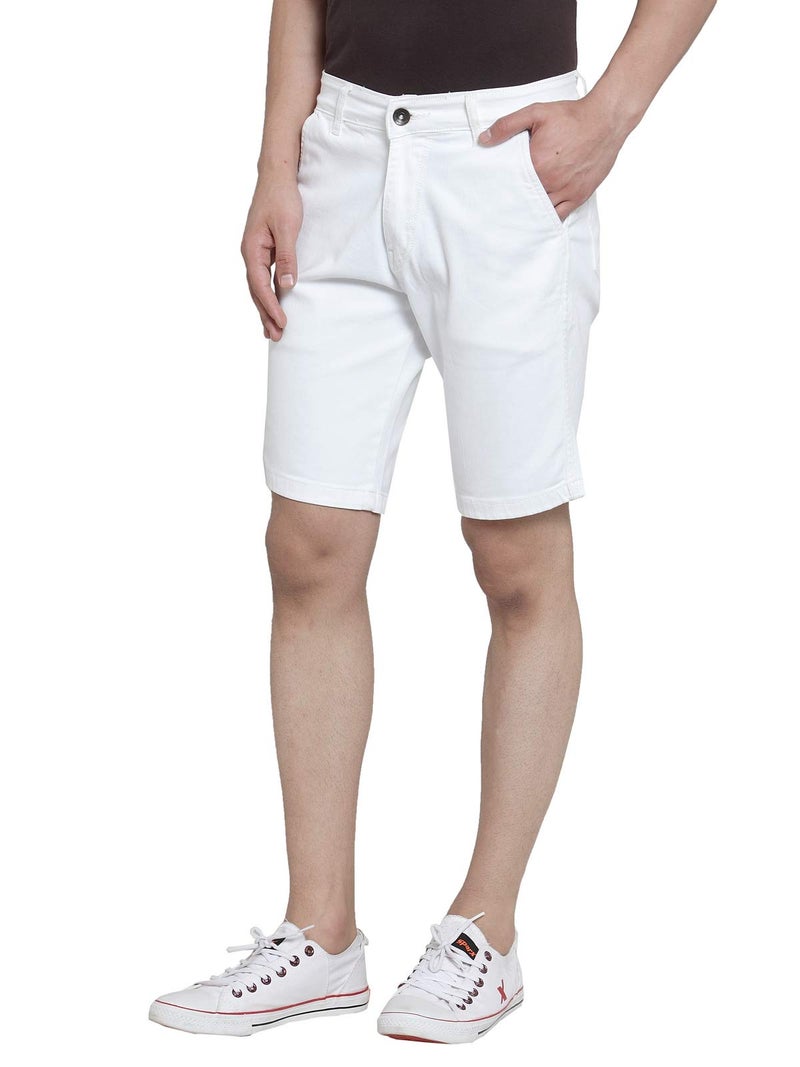 Ben Martin Men's Regular Fit Stretchable White Denim Shorts Size 32 - Image 2