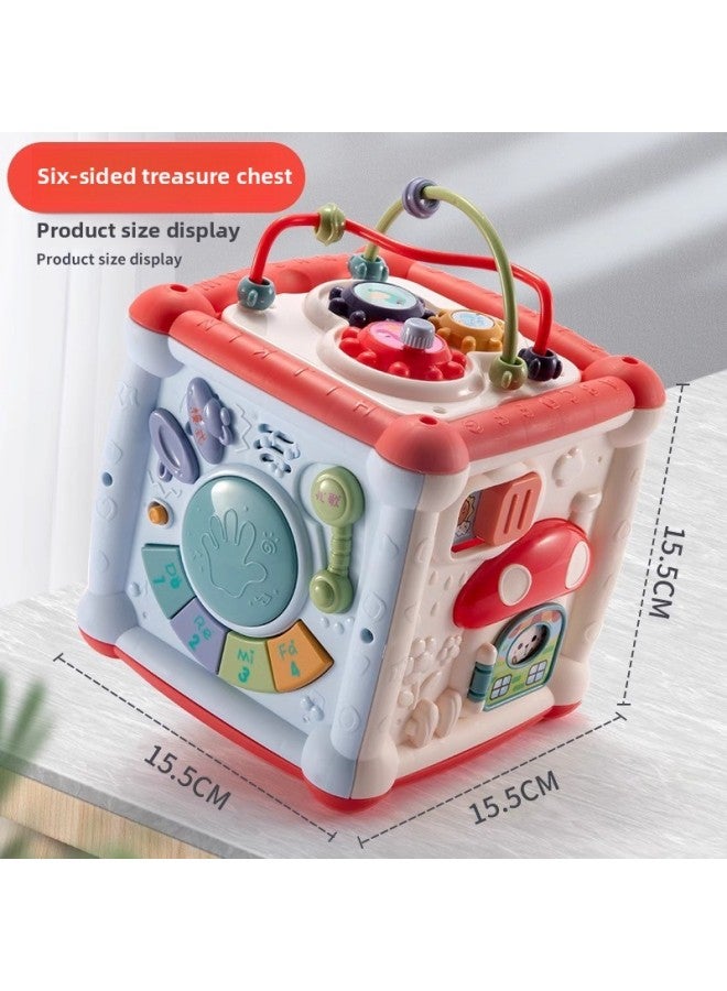 One Piece Baby Toy Handbeat Drum Children's Beat Drum Hexahedron Educational Baby Early Education Music Six-sided Box-Specifications:Six-sided House 【14 In 1 + Ocean Sucker Rattle 3-piece Set - Image 5