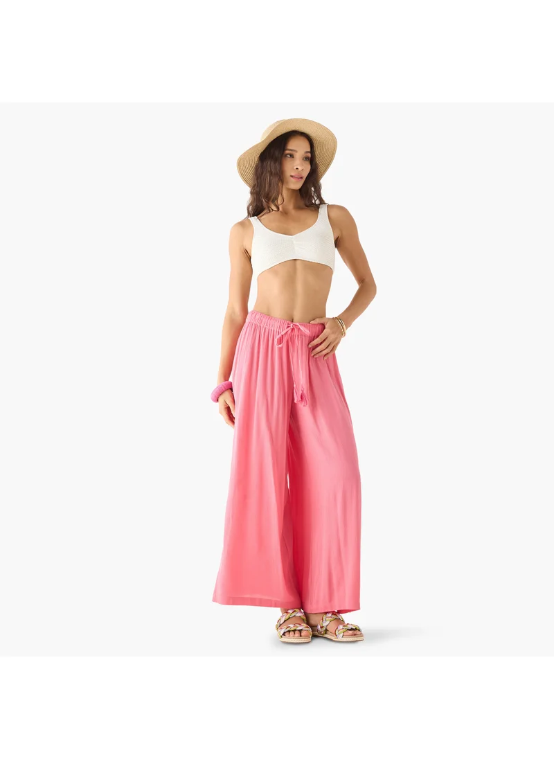 FAV Textured Palazzo Pants with Drawstring Closure