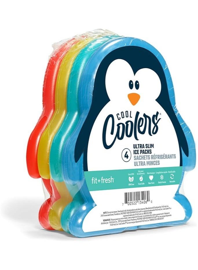 Fit Fresh Fit & Fresh Long Lasting Slim Ice Packs Set, Perfect for Lunch Bags, Picnic Baskets, Coolers and More, Multicolor (4 Pack)  - Image 1