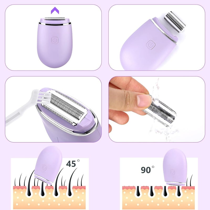 Electric Lady Shaver, Portable Rechargeable Cordless Razor for Women, Painless Body Hair Remover, Bikini Trimmer for Arms, Legs, Underarms, Washable Head - Image 5