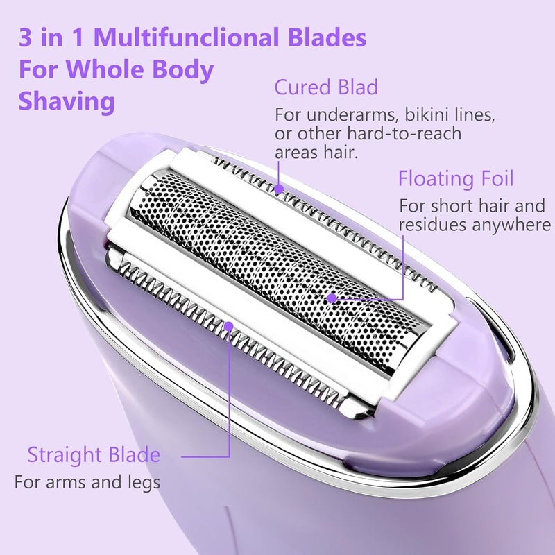 Electric Lady Shaver, Portable Rechargeable Cordless Razor for Women, Painless Body Hair Remover, Bikini Trimmer for Arms, Legs, Underarms, Washable Head - Image 2
