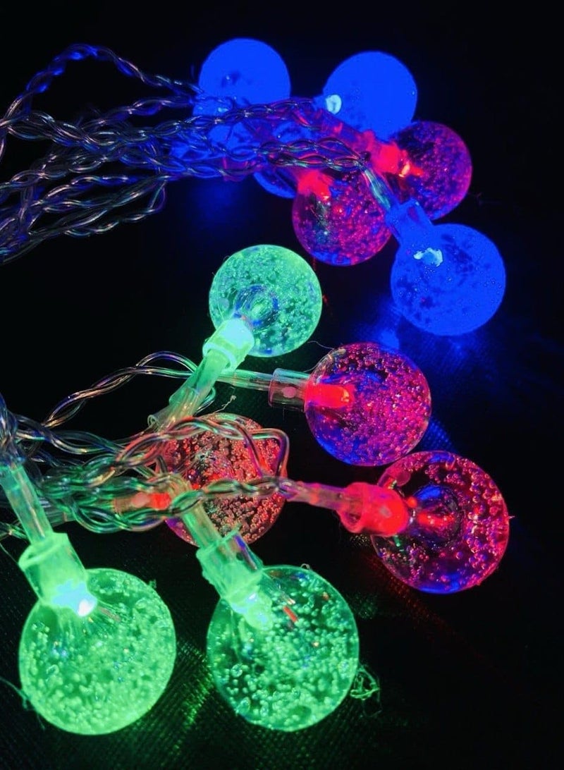 اضواء احتفالية زينة رمضان - قطرات مطر LED كريستالية متعددة الالوان، 1.5 متر - Image 1