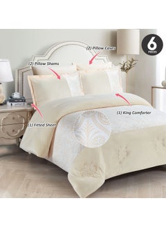 دوناتيلا طقم مفرش شتوي 6 قطع من المخمل بخياطة مميزة مقاس مزدوج 260×240 سم سكري  - Image 2