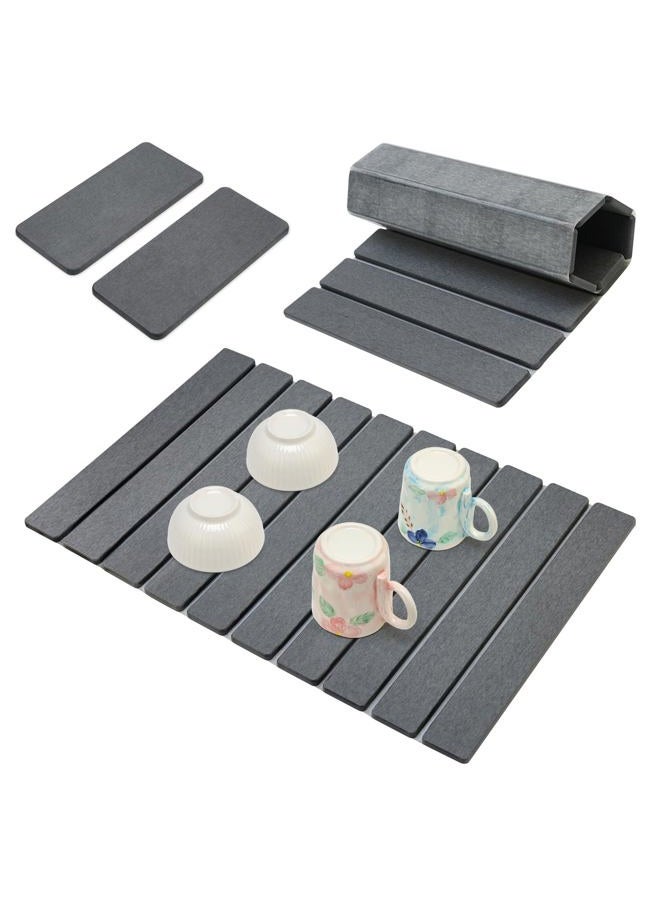 Deceram 3 Pieces Large Stone Drying Mat for Kitchen Counter Diatomaceous Earth Dish Quick Dry Matte Stone Sink Mat for Dish Drying Kitchen Bathroom Trays - Image 1