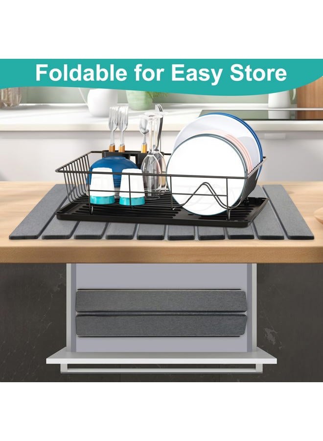 Deceram 3 Pieces Large Stone Drying Mat for Kitchen Counter Diatomaceous Earth Dish Quick Dry Matte Stone Sink Mat for Dish Drying Kitchen Bathroom Trays - Image 5