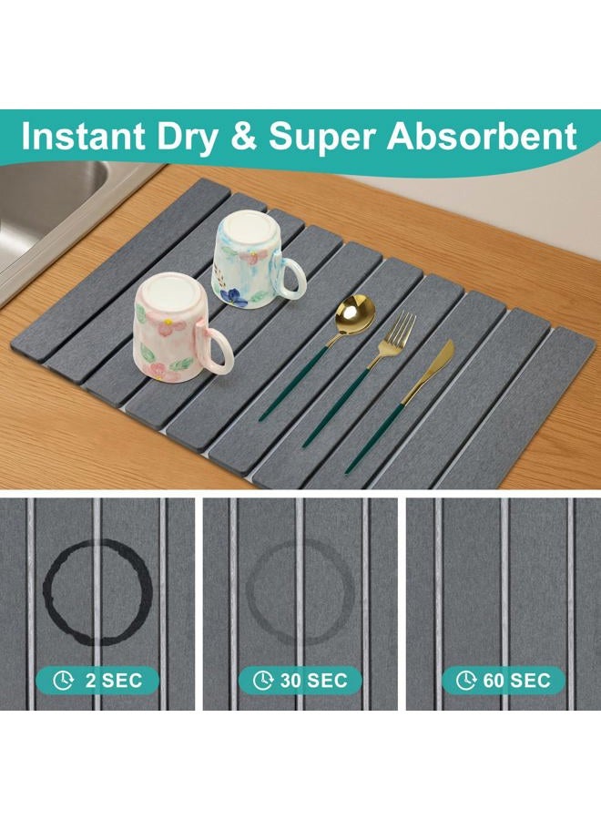 Deceram 3 Pieces Large Stone Drying Mat for Kitchen Counter Diatomaceous Earth Dish Quick Dry Matte Stone Sink Mat for Dish Drying Kitchen Bathroom Trays - Image 4