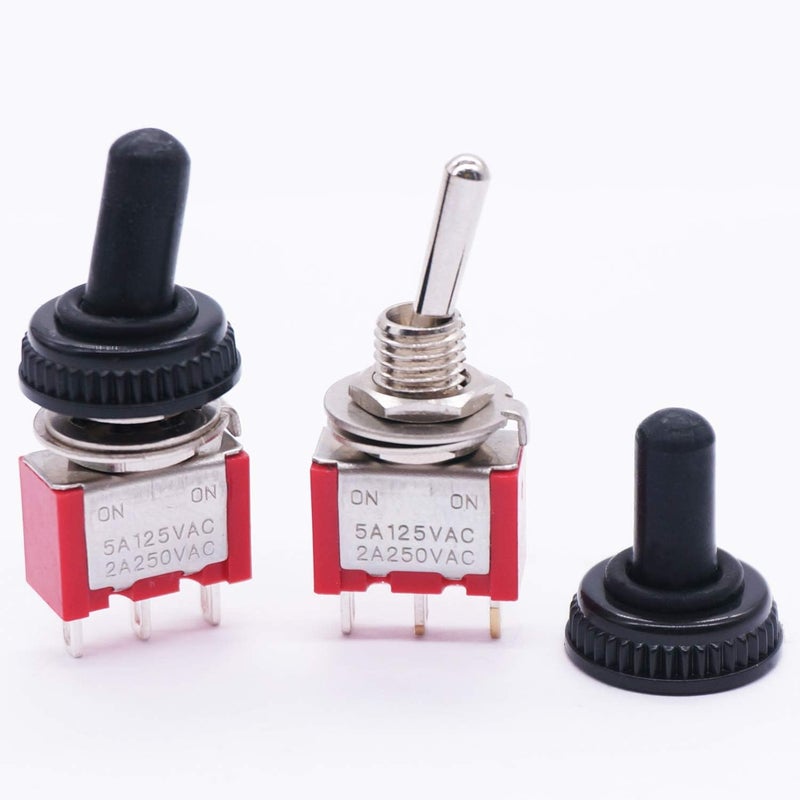 Twidec /10Pcs Mini Toggle Switch SPDT 2 Position 3 Pins ON-ON AC 125V 5A Car Boat Switches With Waterproof Cap MTS-102MZ - Image 4