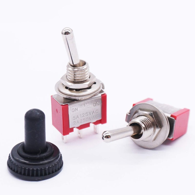 Twidec /10Pcs Mini Toggle Switch SPDT 2 Position 3 Pins ON-ON AC 125V 5A Car Boat Switches With Waterproof Cap MTS-102MZ - Image 3