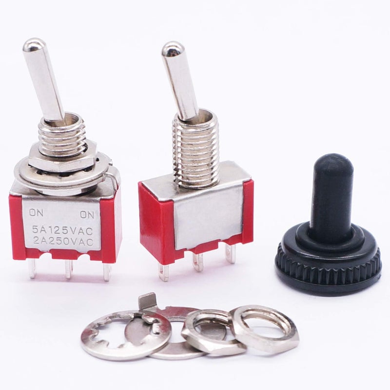 Twidec /10Pcs Mini Toggle Switch SPDT 2 Position 3 Pins ON-ON AC 125V 5A Car Boat Switches With Waterproof Cap MTS-102MZ - Image 2