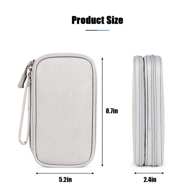 RATAVA Electronics Organizer Travel Case – 2-Layer Waterproof Cable Storage Bag for Cords, Chargers, Phone, USB, Earphones & Accessories – Portable Tech Organizer Pouch 1PC (Grey) - Image 3